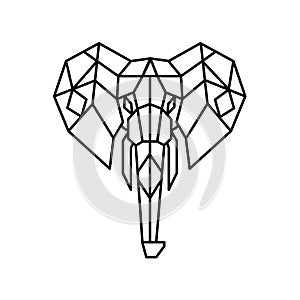 Geometric elephant head vector flat element. Wall decor for the interior.