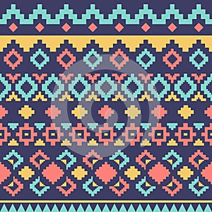 Geometric ethnic oriental ikat or tribal ethnic seamless pattern. Fabric design for tribal embroidery.Vector Fabric Pattern Design