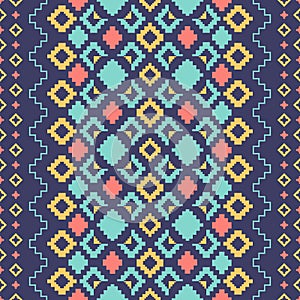 Geometric ethnic oriental ikat or tribal ethnic seamless pattern. Fabric design for tribal embroidery.Vector Fabric Pattern Design