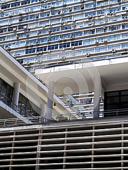 Geometric facade of the conjunto nacional building on the paulista avenue photo