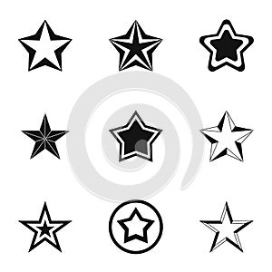 Geometric figure star icons set, simple style