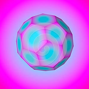 Geometric figure truncated icosahedron. Buckyball. 3d illustration