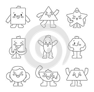 Geometric figures characters. Coloring Page