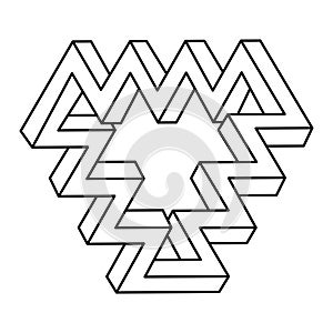 Geometric figures. Impossible shape. Web design element. Optical illusion object. Escher style. Line design.