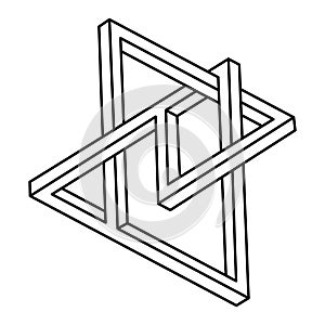 Geometric figures. Impossible shape. Web design element. Optical illusion object. Escher style. Line design.