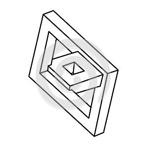 Geometric figures. Impossible shape. Web design element. Optical illusion object. Escher style. Line design. Op art.