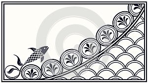 Geometric Fish Scale Border, Abstract Aquatic Pattern, vector design Generative AI