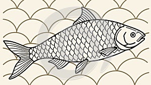 Geometric Fish Scale Pattern, Abstract Aquatic Design, vector design Generative AI