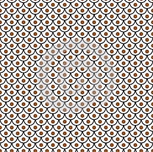 Geometric fish scales chinese seamless pattern. Wavy roof tile background for design. Modern repeating stylish texture. Flat patte