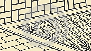 Geometric Floor Tile Pattern, Abstract Architectural Design, vector design Generative AI