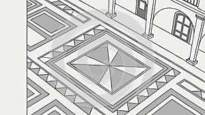 Geometric floor tile pattern decorative vector, vector design Generative AI