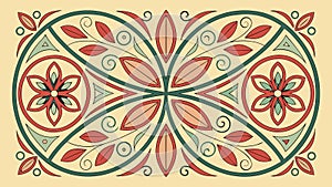 Geometric Floral Pattern with Interlocking Circular Elements, vector design Generative AI