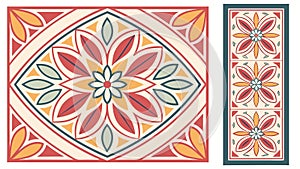 Geometric Floral Tile Pattern Vector Design, vector design Generative AI