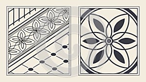 Geometric Floral Tile Pattern, vector design Generative AI