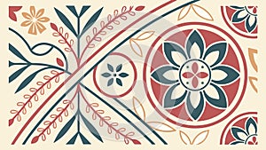 Geometric Floral Tile Pattern Vector, vector design Generative AI