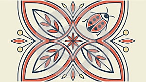 Geometric Floral Tile Pattern Vector, vector design Generative AI