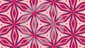 Geometric flower shapes in pink and red.