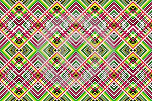 geometric flower zigzag pattern white yellow green pink vector illustration design