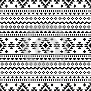 Geometric folklore seamless ethnic pattern. Aztec Navajo tribal style with native pattern. Black and white colors.