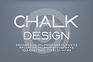 Geometric font Chalk Design white color on gray chalkboard