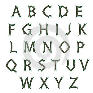 Geometric font in Gothic style. Black font on