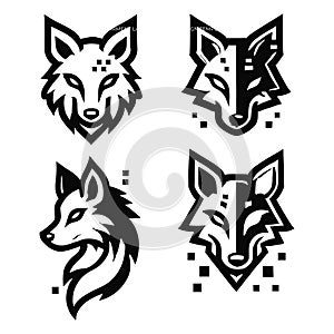 Geometric Fox and Wolf Head Logo Collection