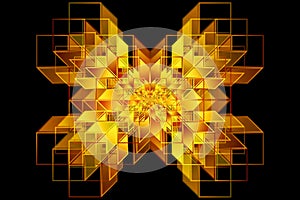 Geometric fractal. Abstract design, stereoscopic image. Illustration photo