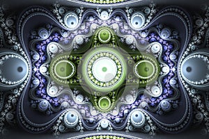 Geometric fractal shape can illustrate daydreaming imagination psychedelic space dreams magic nuclear explosion