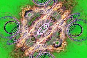 Geometric fractal shape can illustrate daydreaming imagination psychedelic space dreams magic nuclear explosion frequency patterns