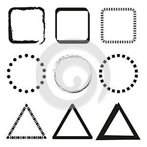 Geometric frame collection. Square triangle shapes. Vector outline borders. Basic form elements.