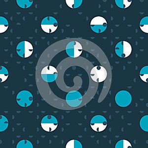 Full Moon/Half Moon geometric vector seamless pattern.