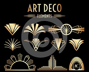 Geometric Gatsby Art Deco Ornaments or Decoration Elements