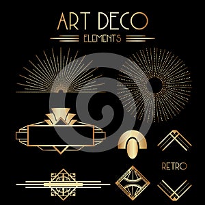 Geometric Gatsby Art Deco Ornaments and Decorative Elements