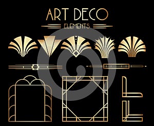 Geometric Gatsby Art Deco Ornaments, Dividers and Frame Elements
