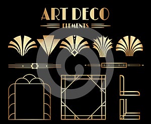 Geometric Gatsby Art Deco Ornaments, Dividers and Frame Elements