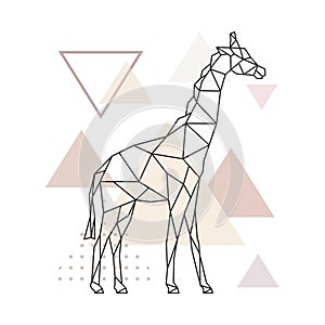 Geometric Giraffe on simple triangles background.