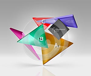 Geometric glass triangles abstract background