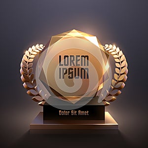 Geometric gold award with laurel wreath