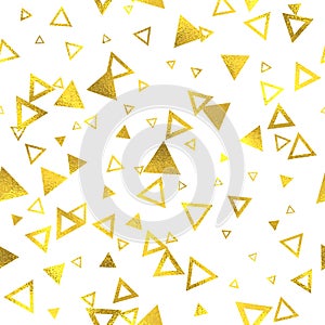 Geometric gold glittering foil seamless pattern