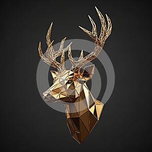 Geometric gold sculpture of a deer's