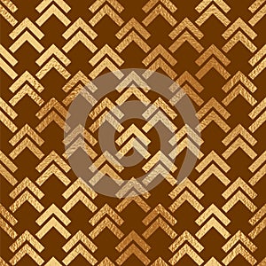 Geometric gold seamless pattern. Repeated golden patterns. Arrow background. Abstract chevron texture. Repeating print with chivro