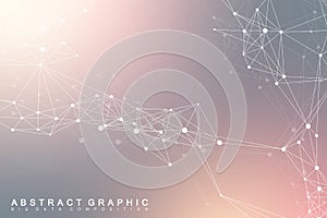 Geometric graphic background molecule and communication. Big data complex with compounds. Lines plexus, minimal array