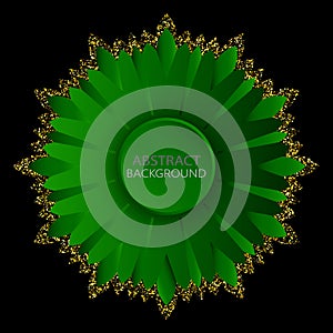 Geometric green abstract element, round frame on black background
