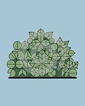 Geometric Green Leaf Pattern on Light Blue Background