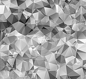 Geometric grey background molecule and communication . Connected lines with dots. Vector illustration