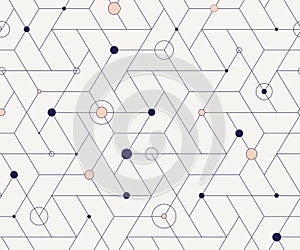 Geometric cubic grid seamless pattern