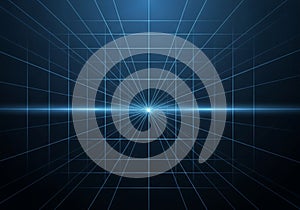 Geometric grid pattern with a central vanishing point on a dark