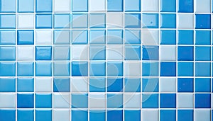 Geometric Grid Pattern Light Blue Ceramic Tile Wall Texture