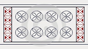 Geometric Grid Pattern with Repeating Circular Motifs, vector design Generative AI