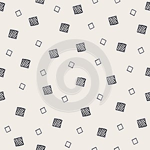 Geometric hand drawn seamless pattern with squares